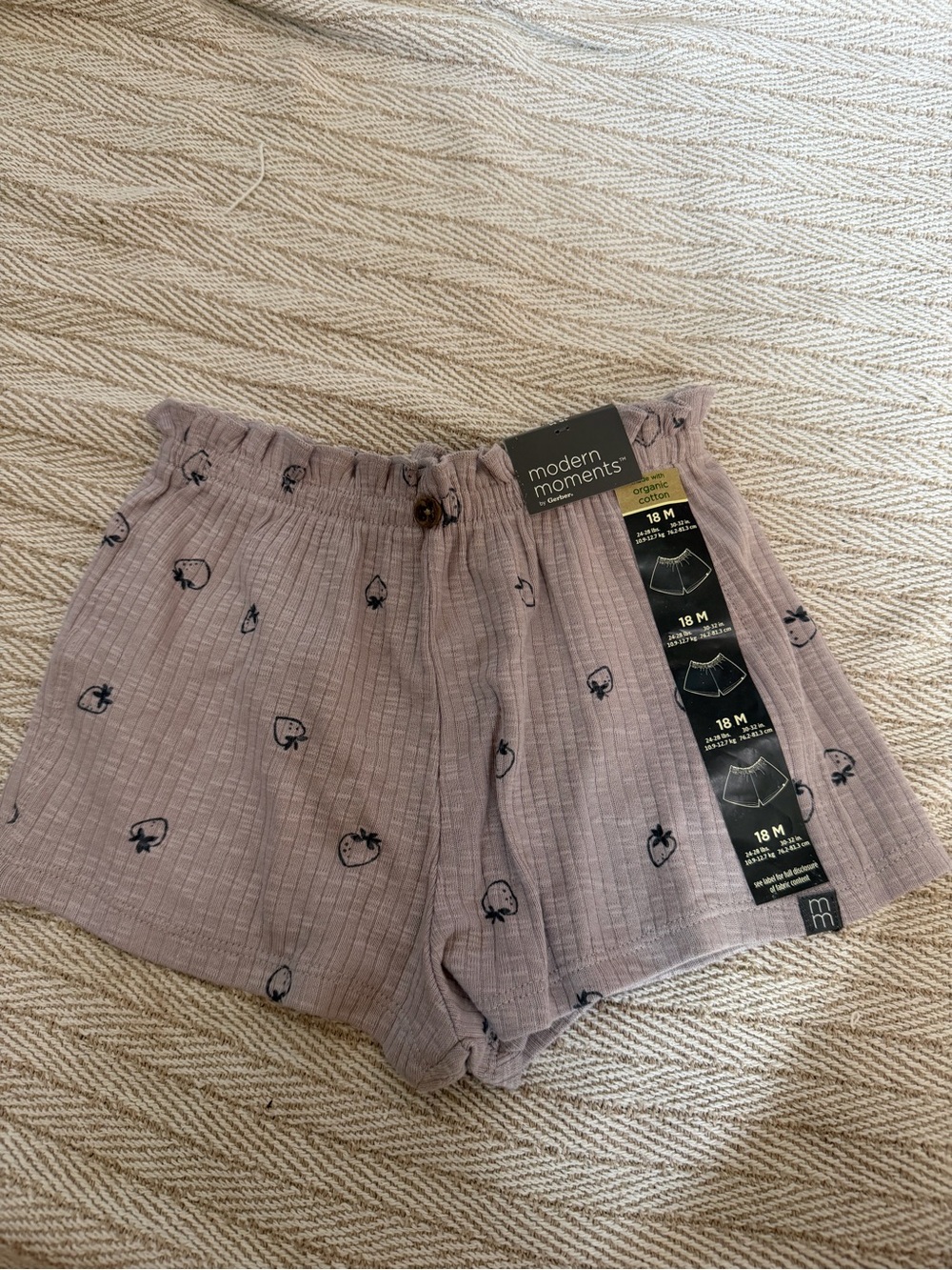 Modern Moments Lavender Baby Shorts with Subtle Fruit Print - 18M
